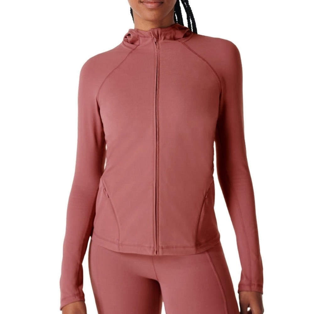 Sweaty Betty Super Soft Workout Zip Through‎ Hoodie Small S Plum Pink Activewear